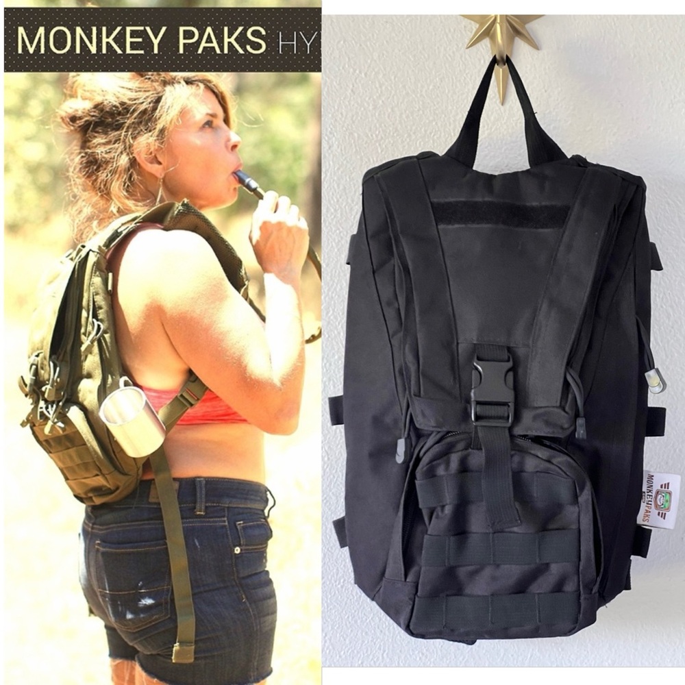 Monkey Packs Tactical Hydration Backpack System Black NWOT